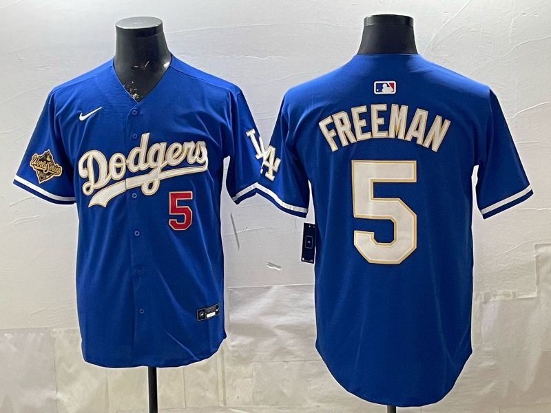 2026 Men Nike Los Angeles Dodgers #5 Freeman Blue gold Game MLB Jersey 002->->MLB Jersey